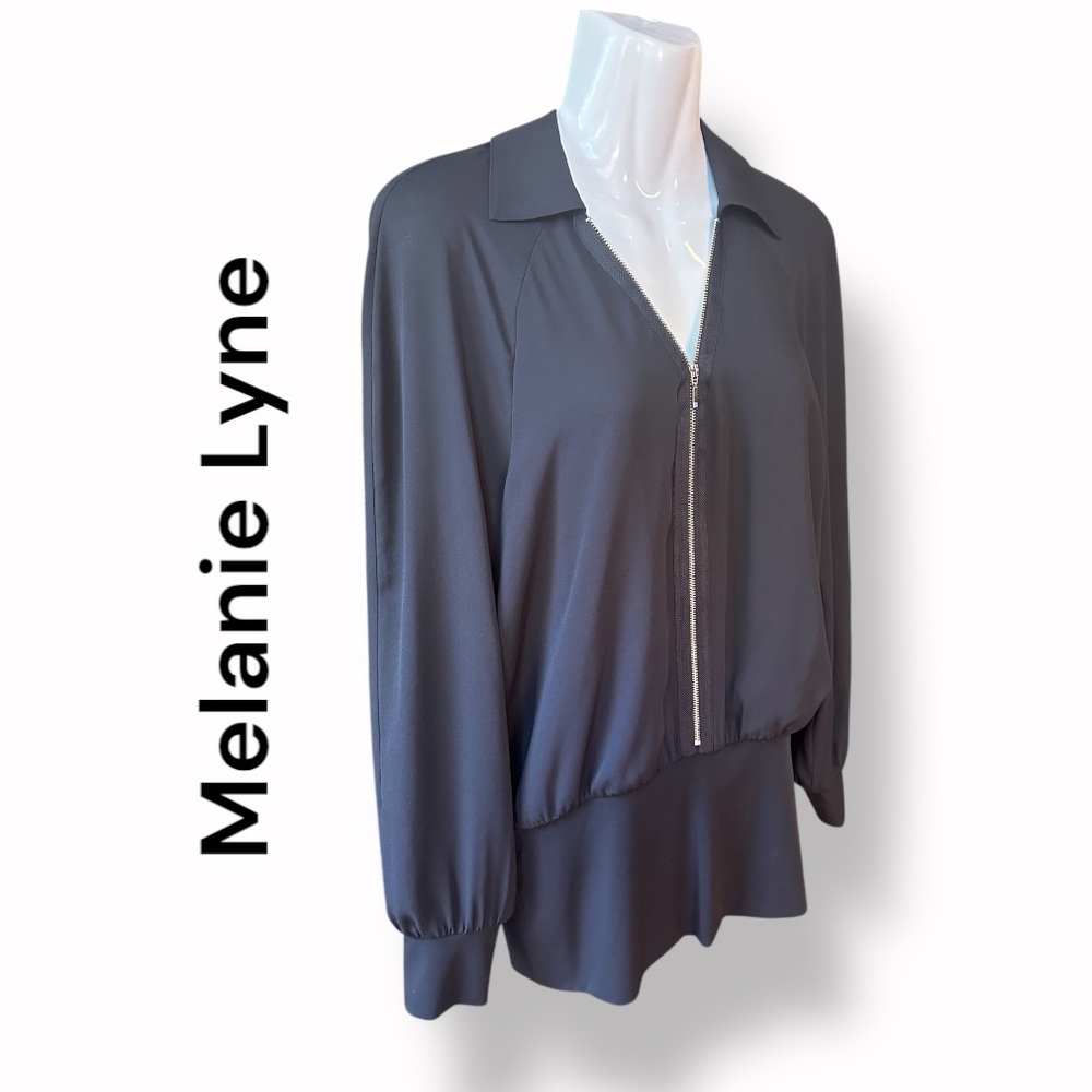 NWT Melanie Lyne black Zip-Up Blouse size 8